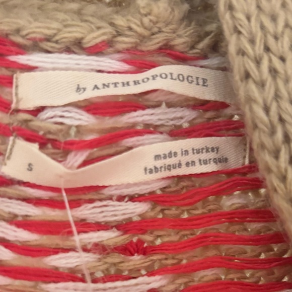 NWT Anthropologie Patrice Geometric Cardigan Sweater Womens Small Tan Cardi Knit - Picture 7 of 9